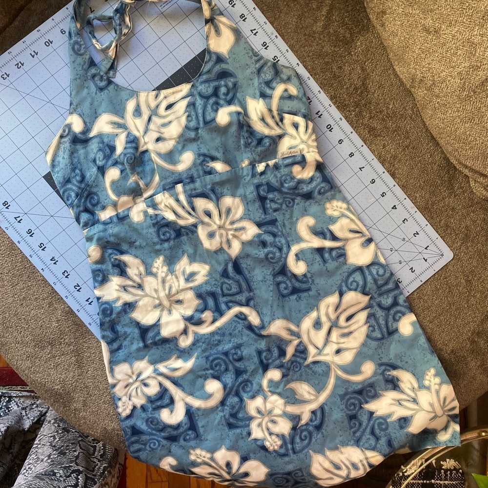 Hawaiian Print Halter Mini Dress